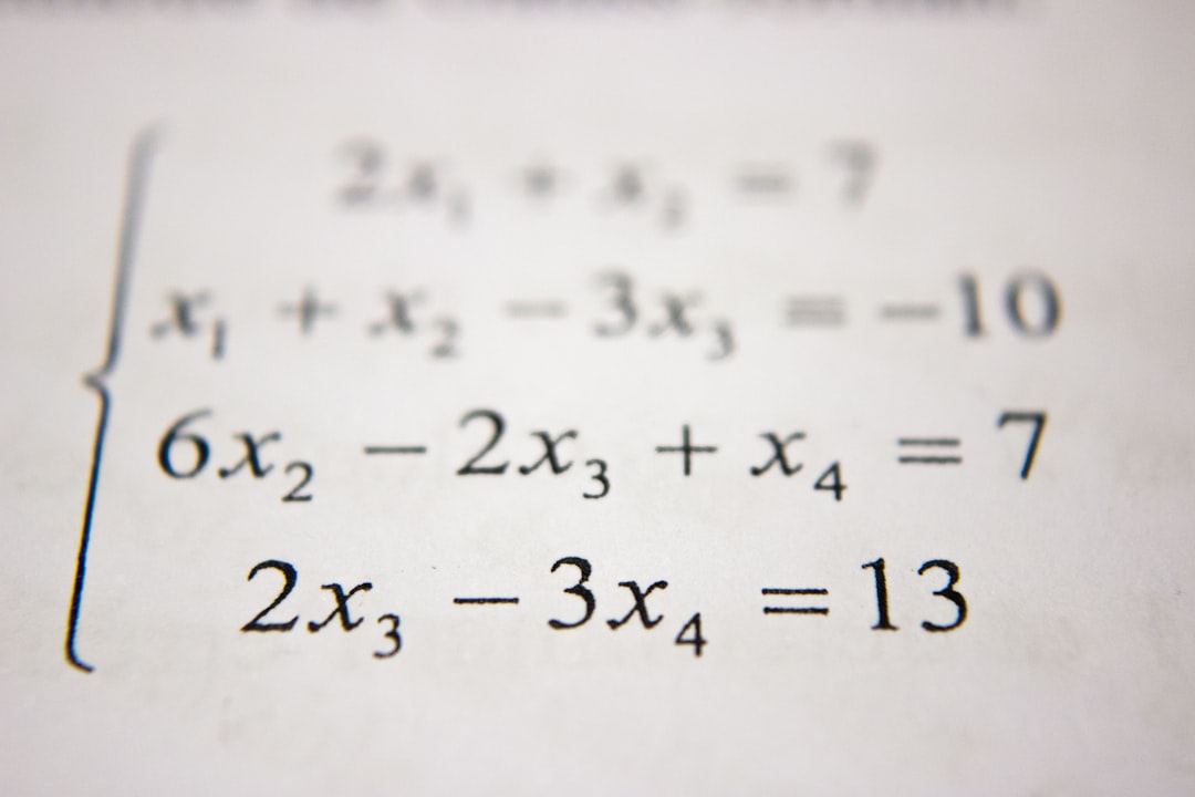 A system of linear equations printed in black ink on white paper