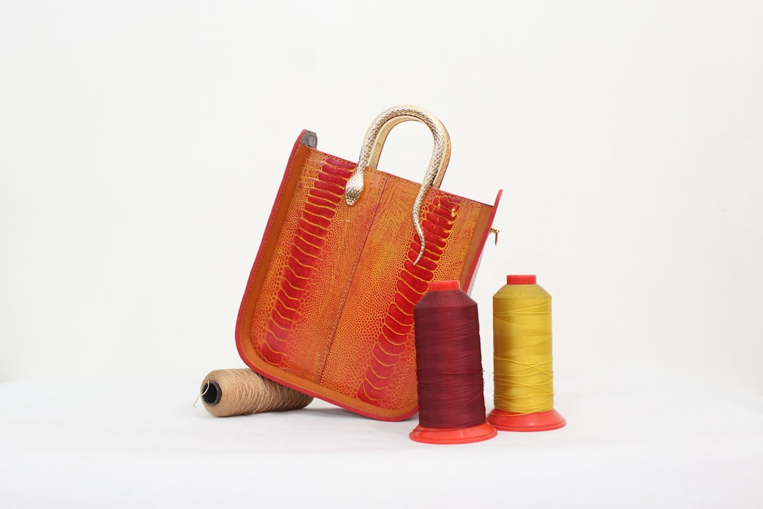 Woven bag with spools of thread